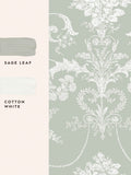 Laura Ashley Josette wallpaper sample sage green A4 (British brand)