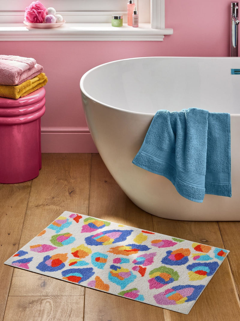 Eleanor Bowmer leopard print bath mat 50x80cm, imported from the UK