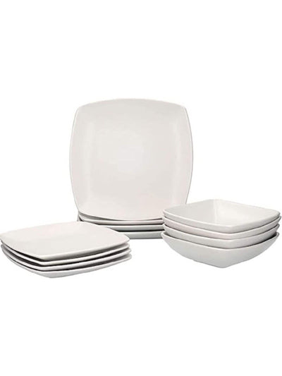 Next Creative Tops White Square Stoneware Dinner Set 12 Piece- Buy online at McGrocer