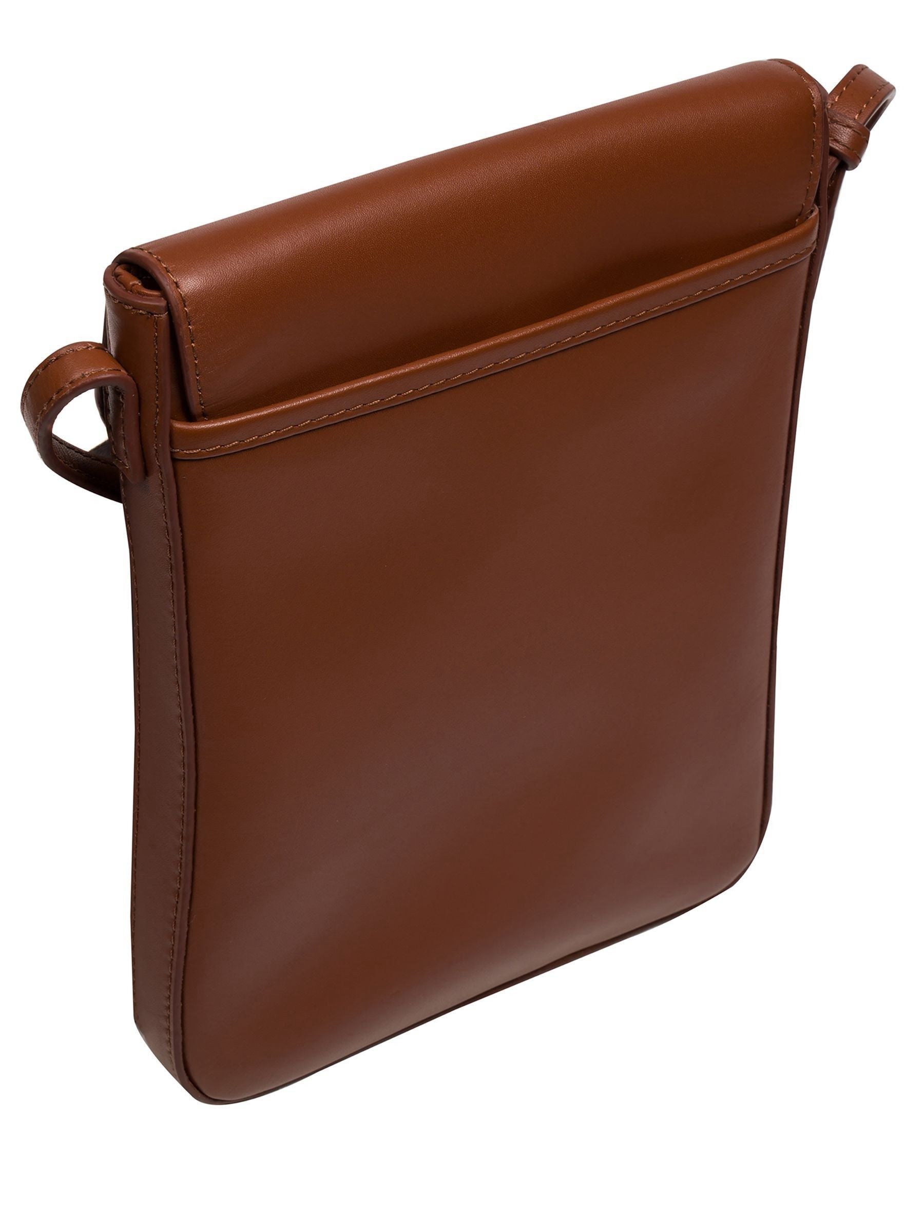 Pure Luxuries London brown leather cross-body phone bag - British product