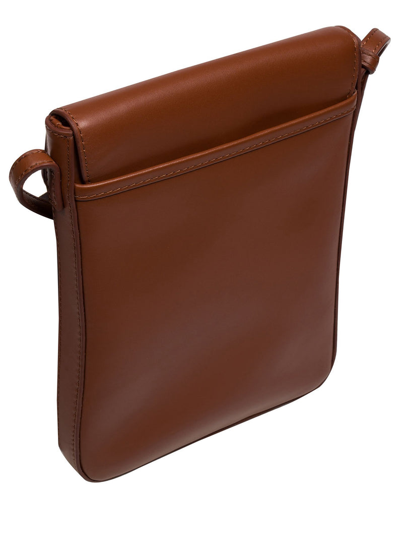 Pure Luxuries London brown leather cross-body phone bag - British product