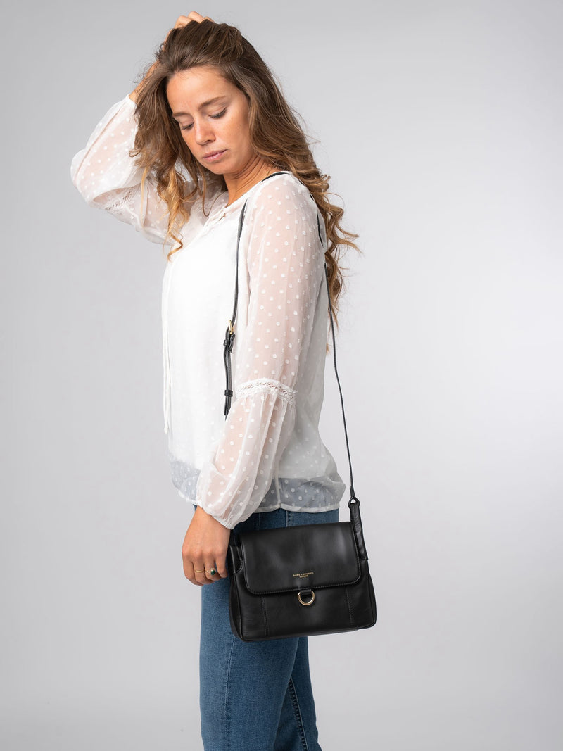 Pure Luxuries London black Cassie leather crossbody bag (British brand)