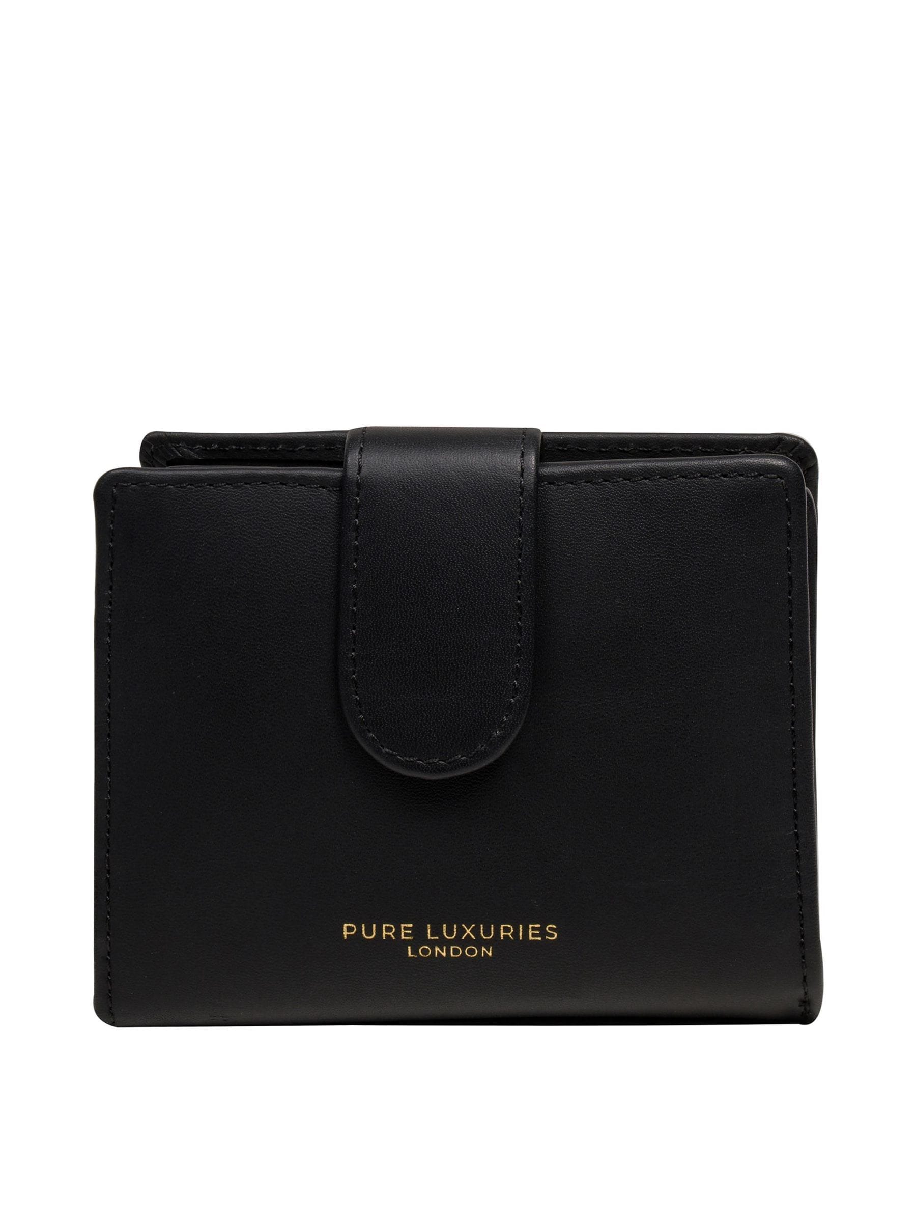 Pure Luxuries London black leather bi-fold purse - British product