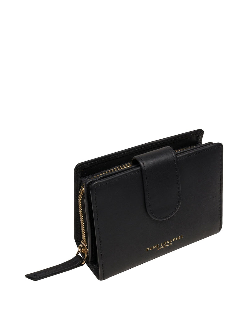Pure Luxuries London black leather bi-fold purse - British product