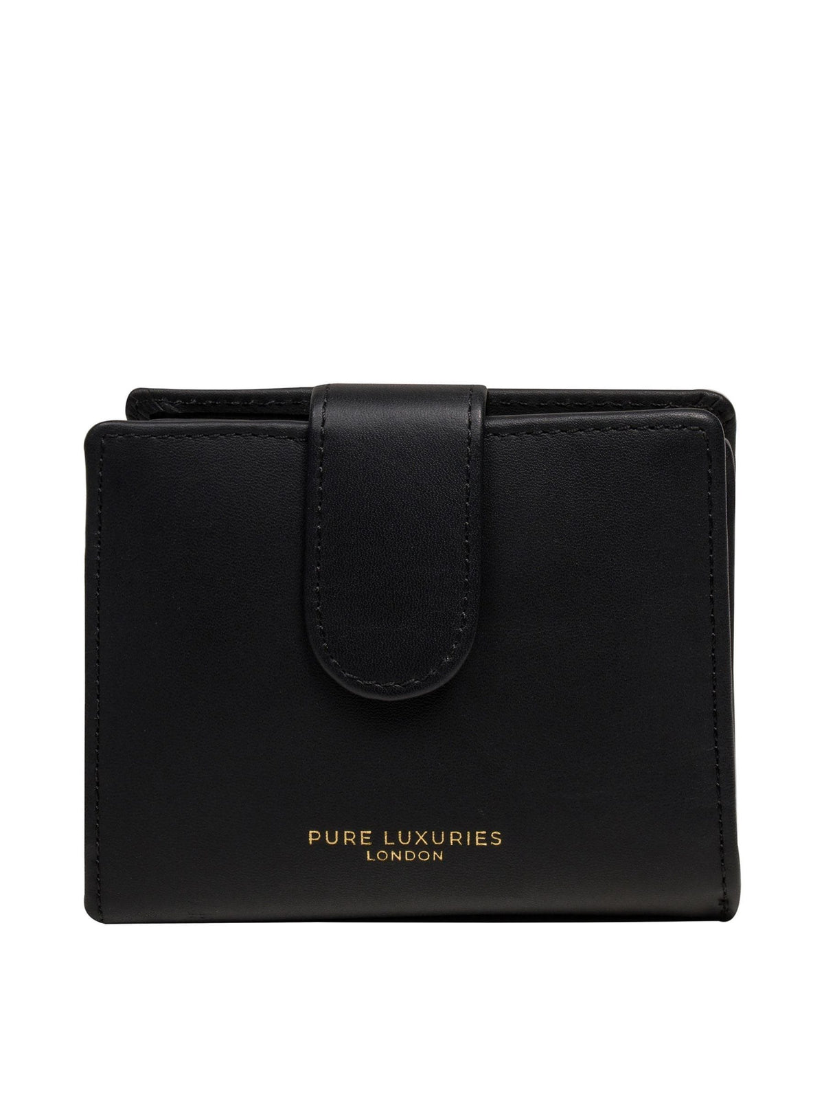 Pure Luxuries London black leather bi-fold purse - British product