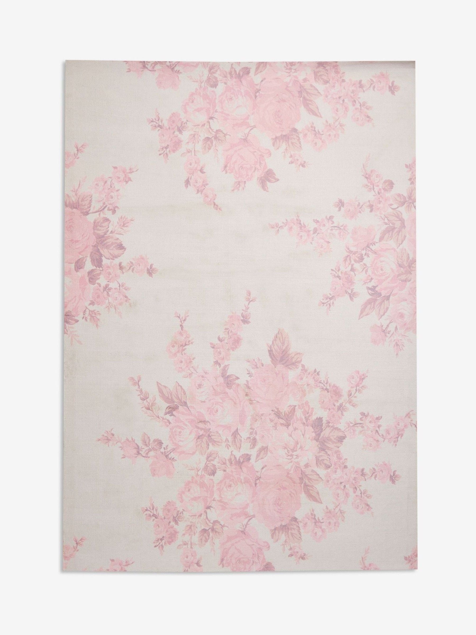 Shabby Chic pink rose blossom rug, imported from the UK