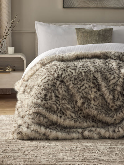 Next Grey Snow Leopard Print Faux Fur Throw- Buy online at McGrocer