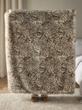 Faux fur throw snow leopard print grey - British product