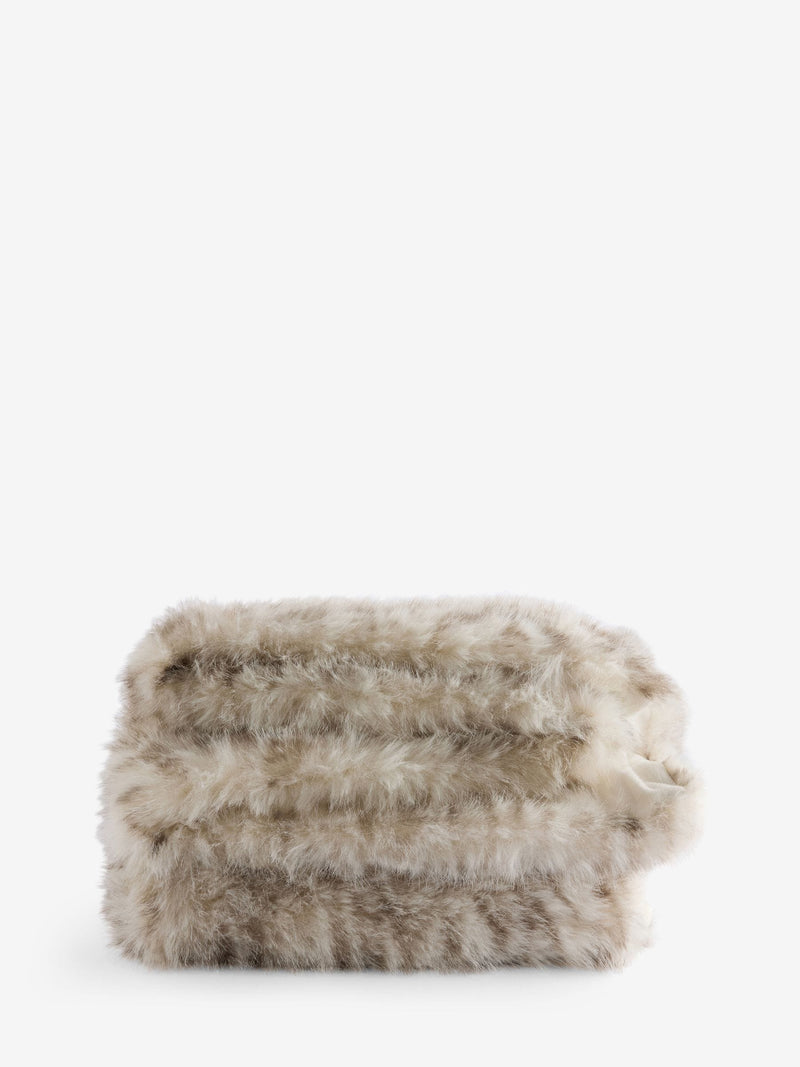 Faux fur throw snow leopard print grey - British product