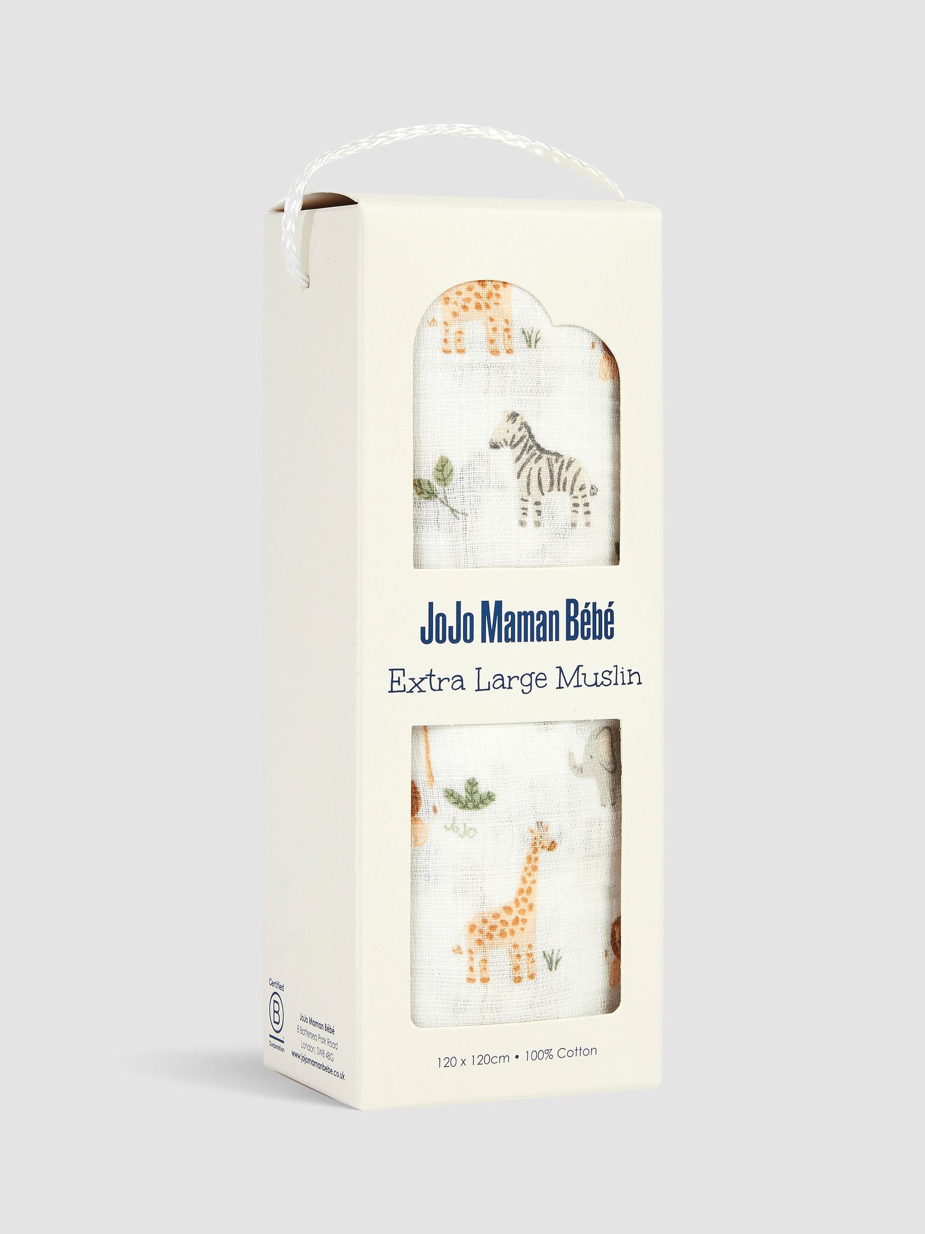 JoJo Maman Bébé safari extra large muslin cloth 120x120cm (British brand)