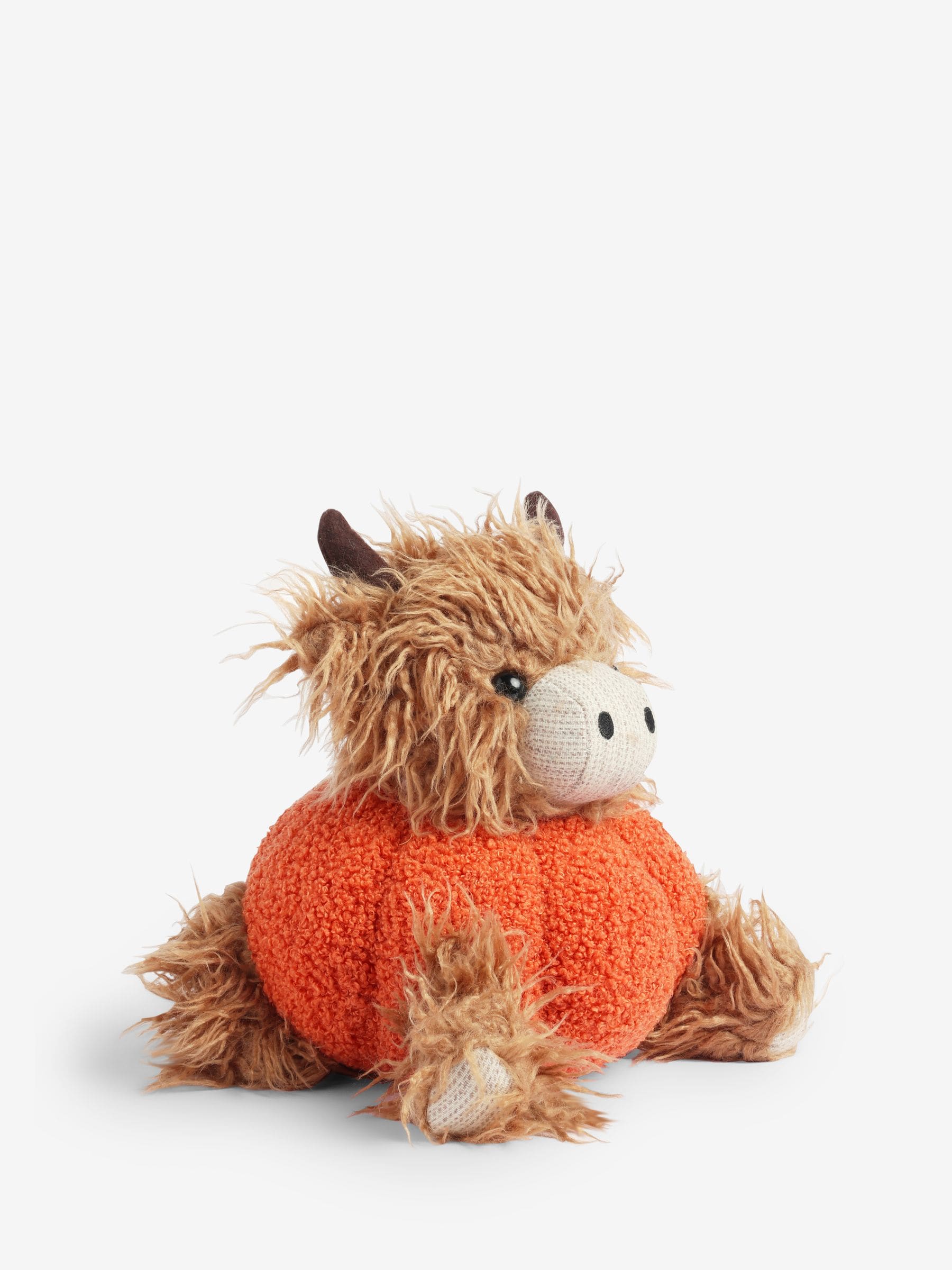 Hamish The Highland Cow orange pumpkin plush doorstop, imported from the UK