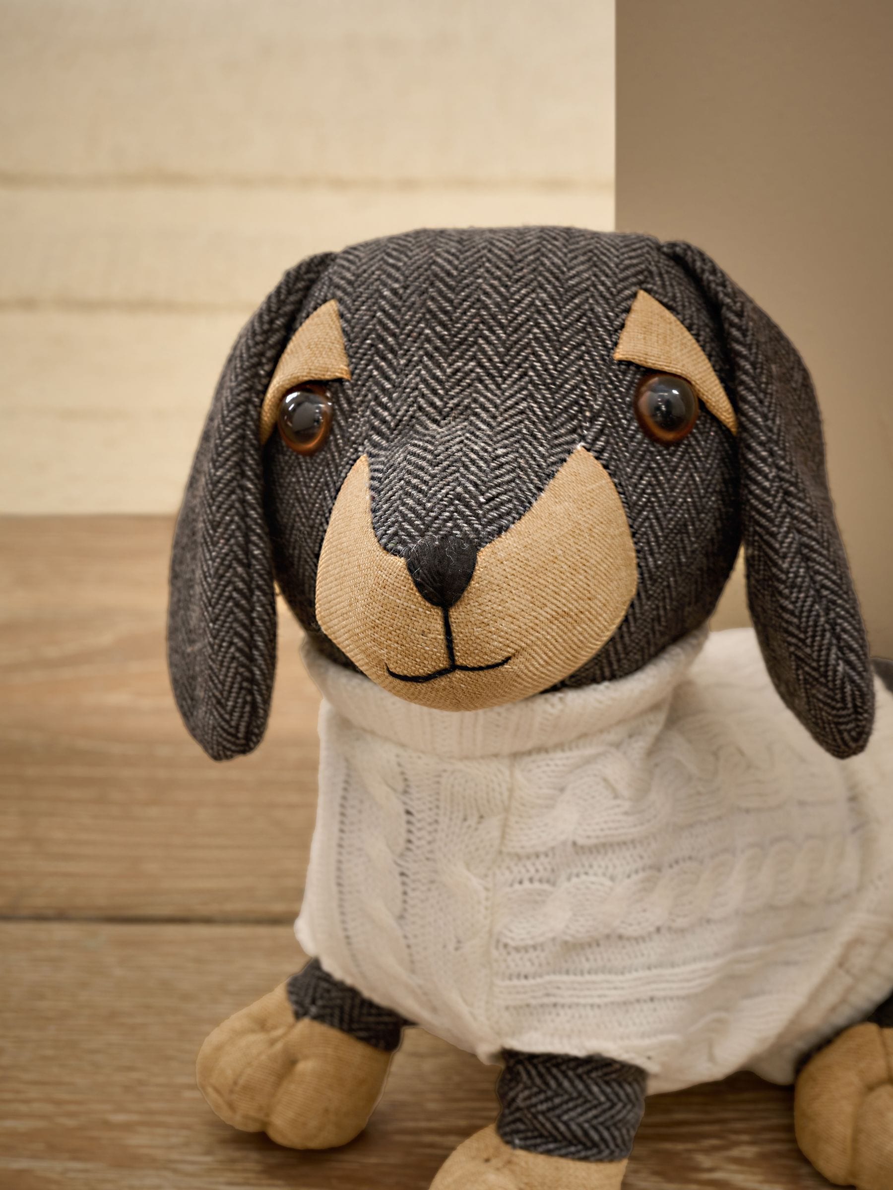 Hoxley brown dachshund doorstop soft textile - British product