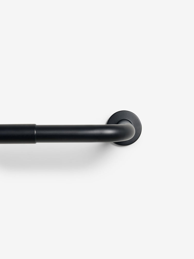 Black room darkening 28mm curtain pole kit (British brand)