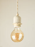 White cable kit ES lamp holder grey fabric cable (British brand)