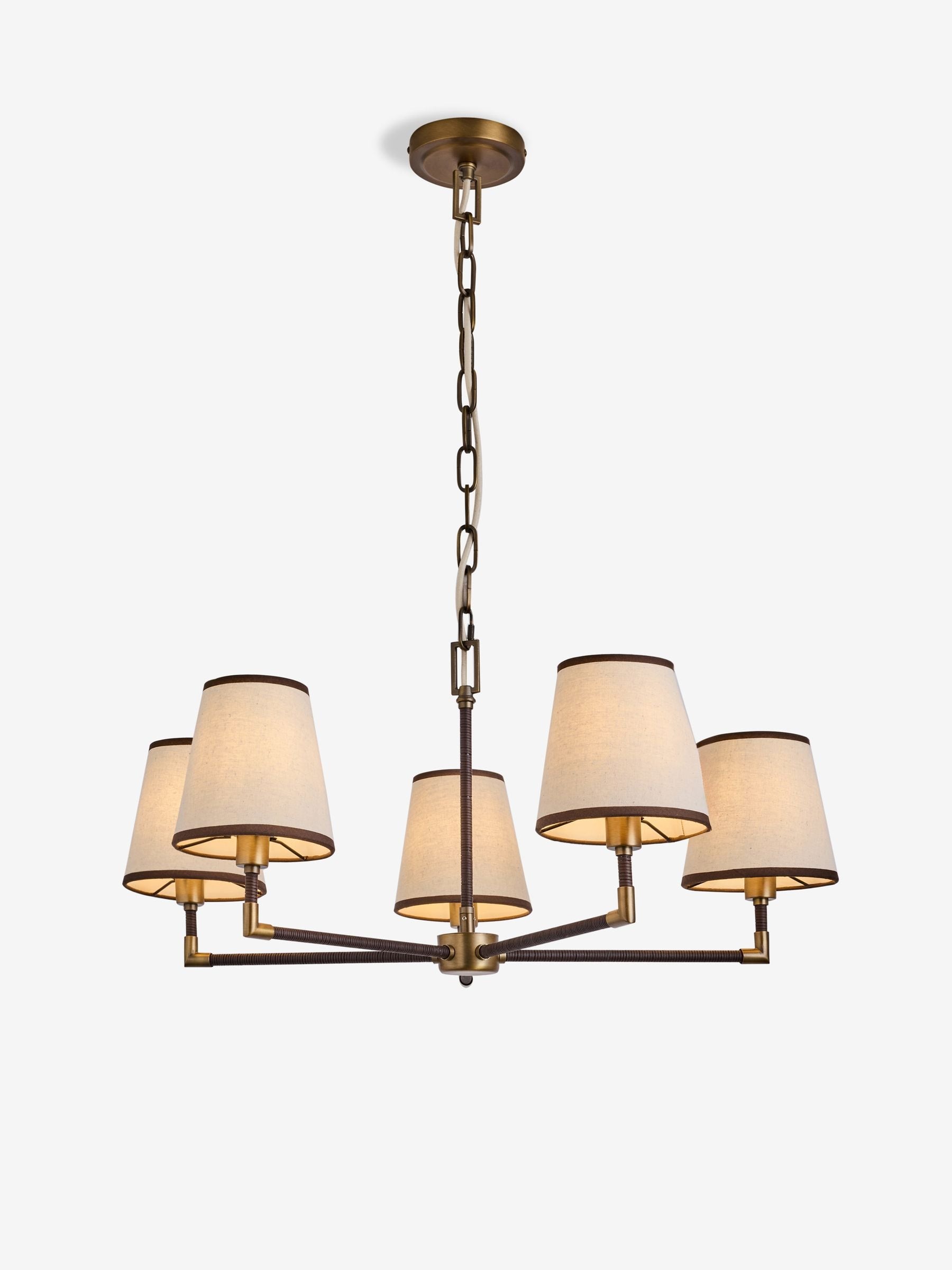 Bentham 5 light chandelier with brass finish - British product