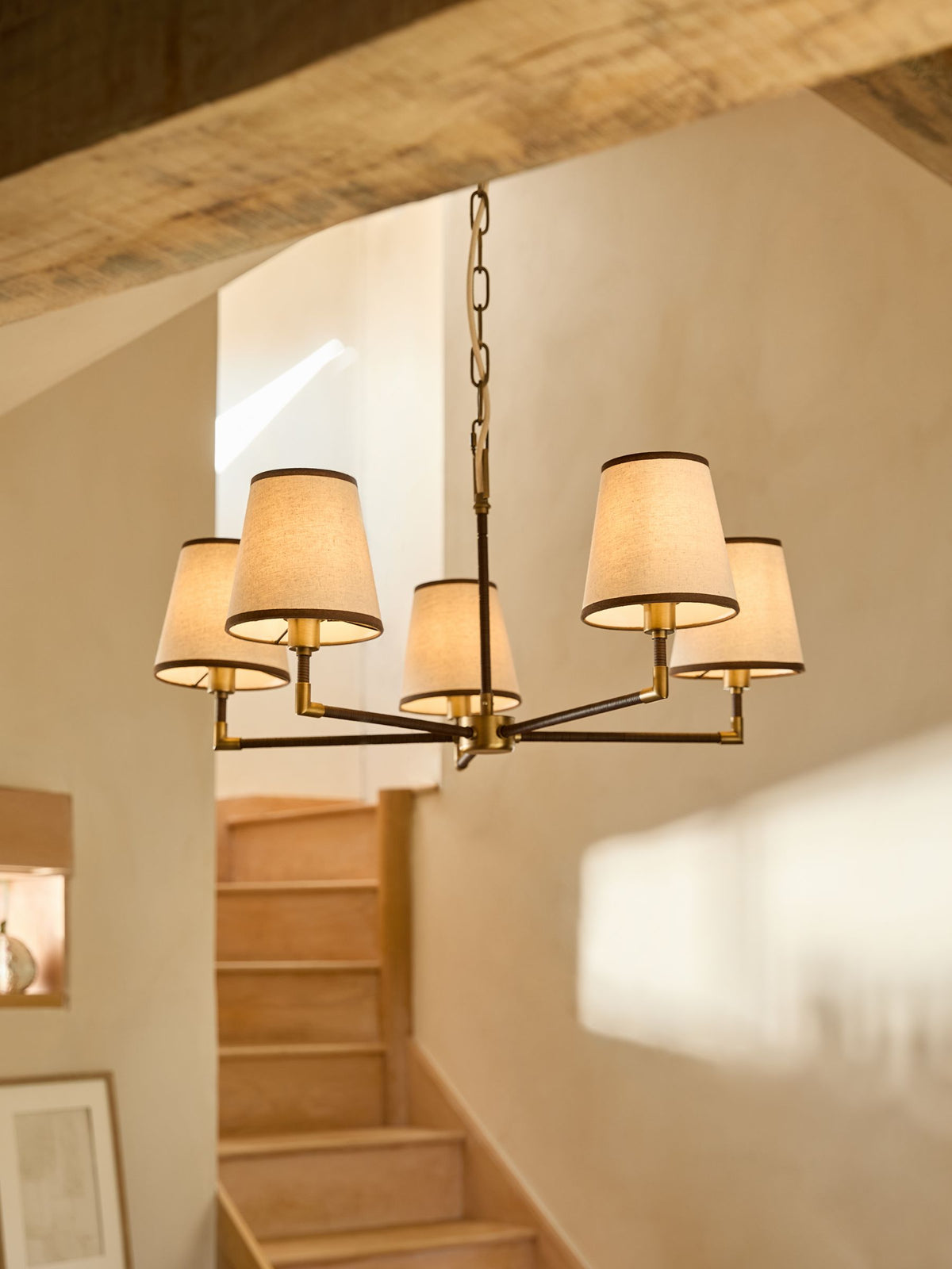 Bentham 5 light chandelier with brass finish - British product