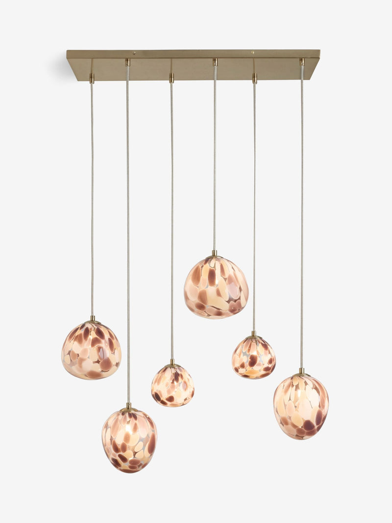 Elodie linear pendant light confetti glass brass - British product