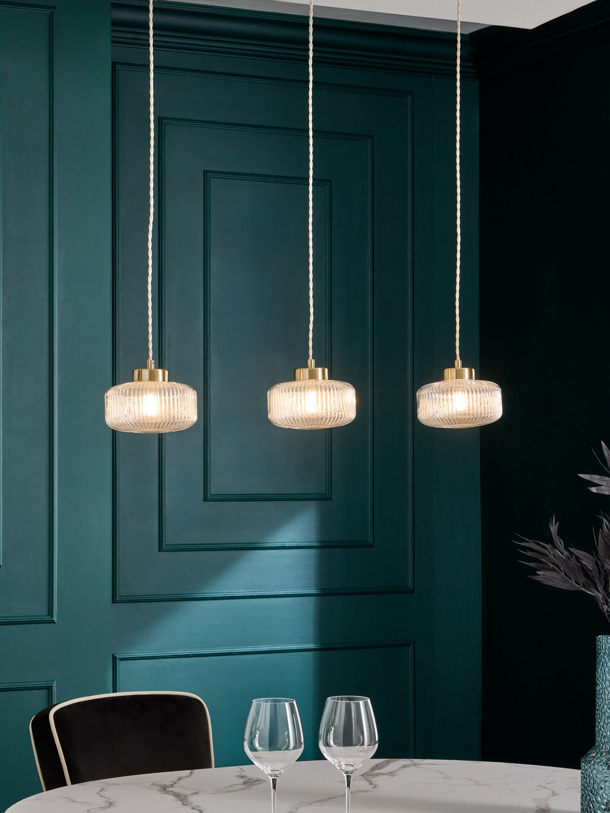 Brass Lexington pendant ceiling light, imported from the UK