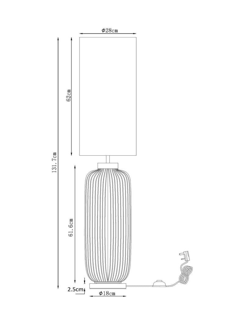 Lexington Brass Floor Lamp with ribbed glass base, imported from the UK