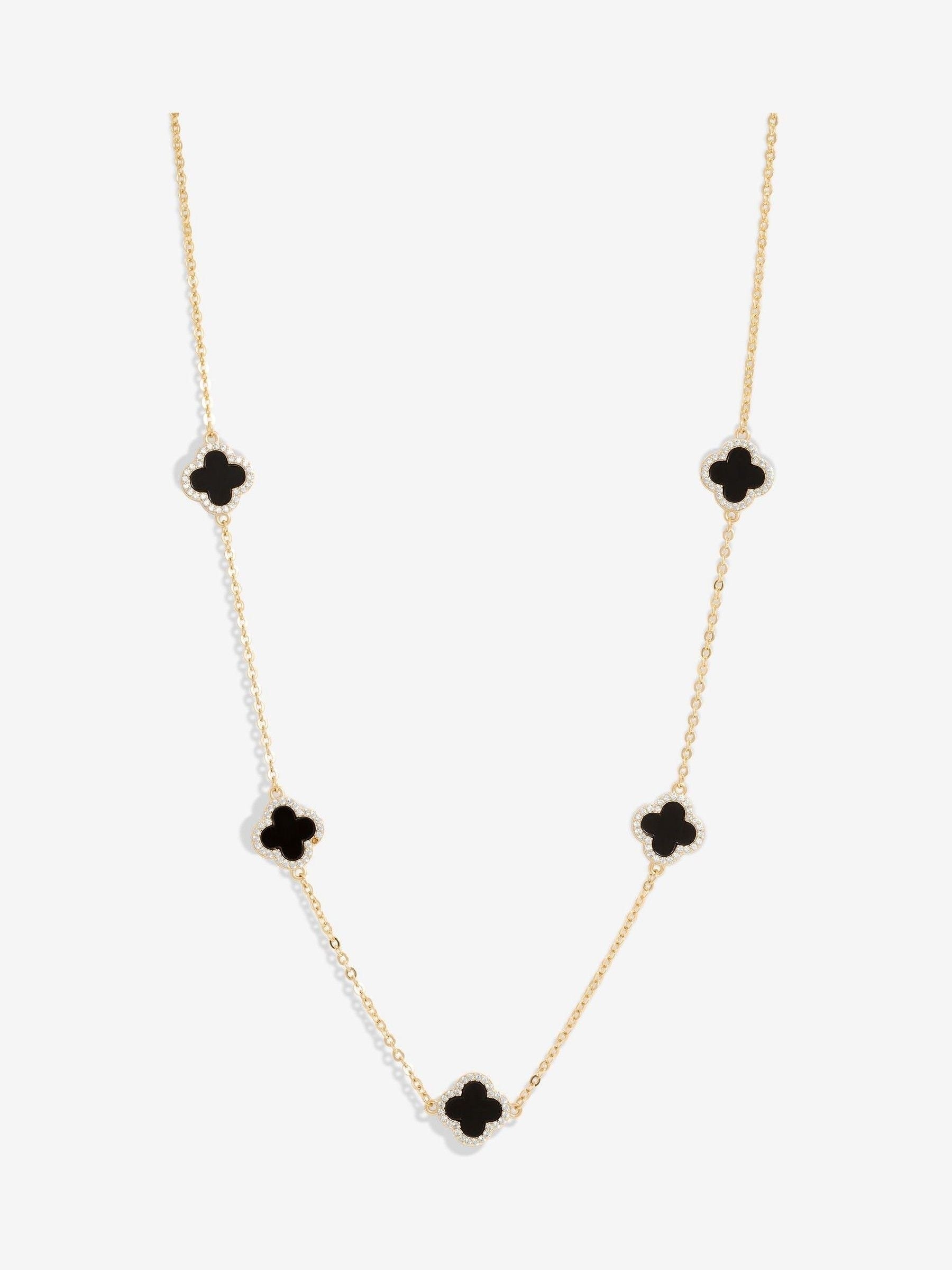 Jon Richard black plated clover necklace, UK version