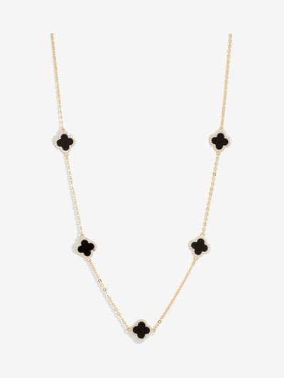 Next Jon Richard Black Plated Jet Station Clover Necklace with 17'' Chain and 3'' Extender- Buy online at McGrocer