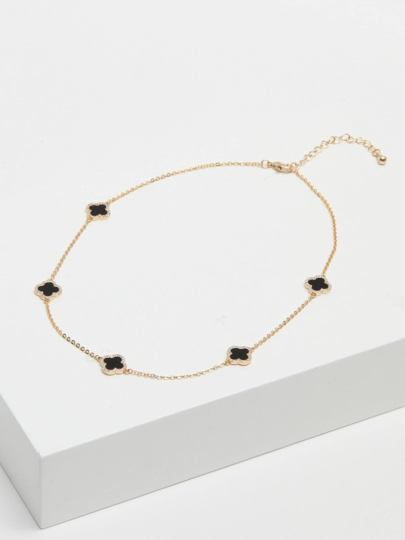 Jon Richard black plated clover necklace, UK version