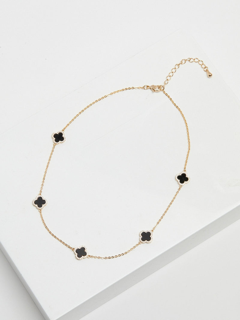 Jon Richard black plated clover necklace, UK version