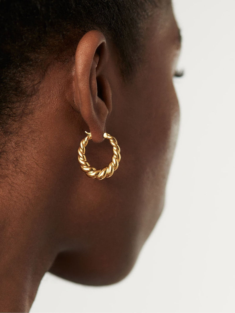Missoma gold tone twisted tidal small hoop earrings, imported from the UK