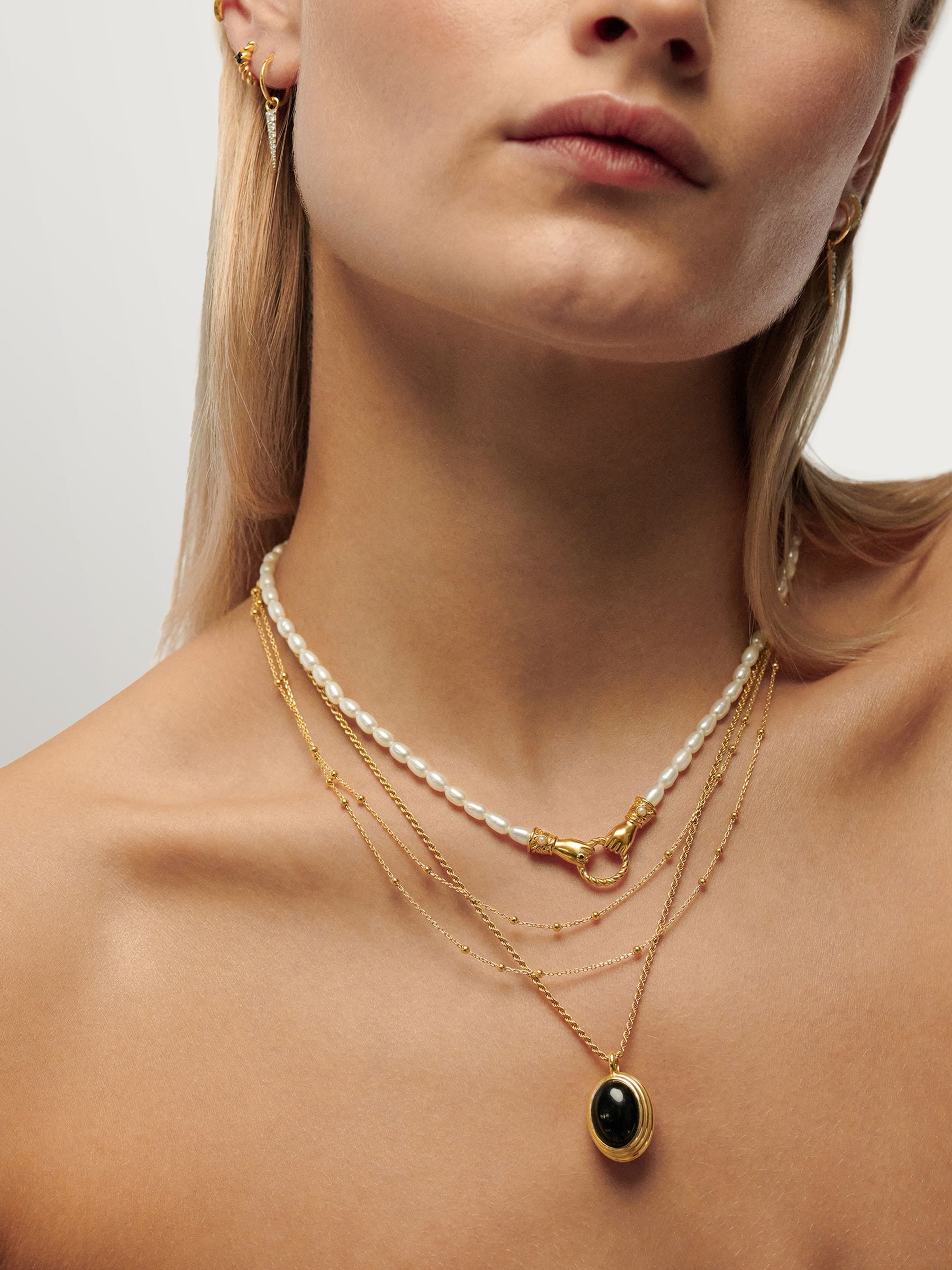 Missoma gold tone double chain necklace, UK version