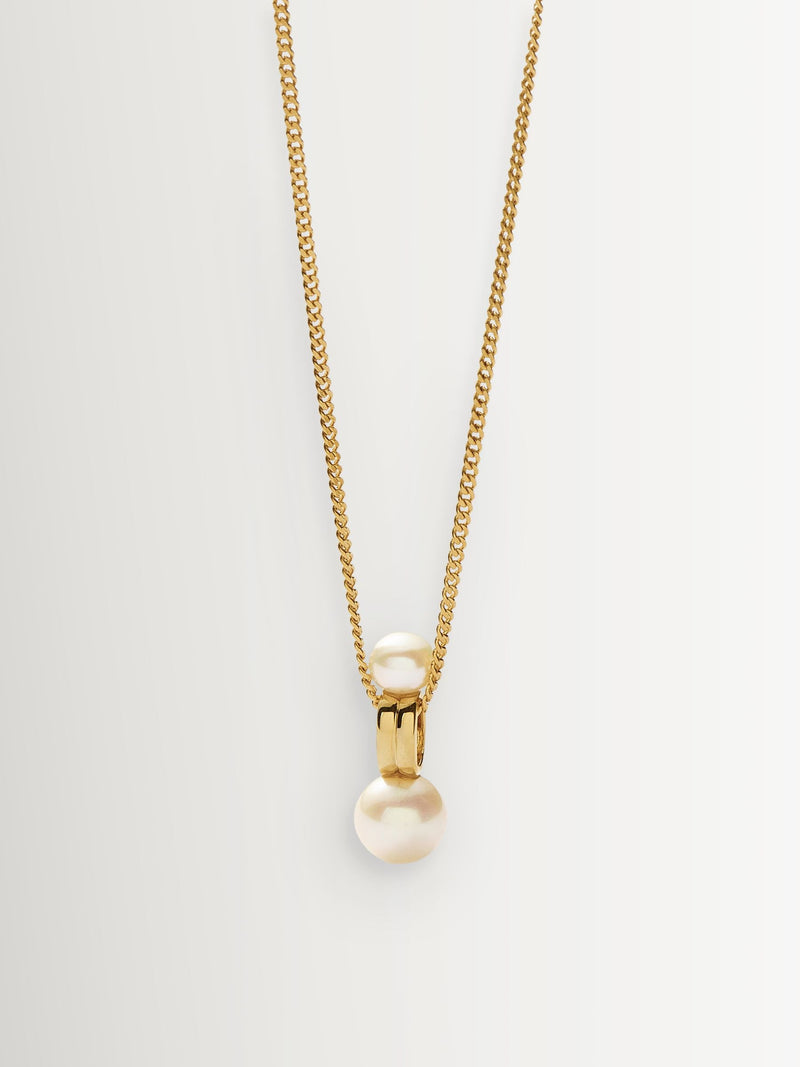 Missoma double pearl pendant necklace with gold curb chain (British brand)