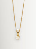 Missoma double pearl pendant necklace with gold curb chain (British brand)