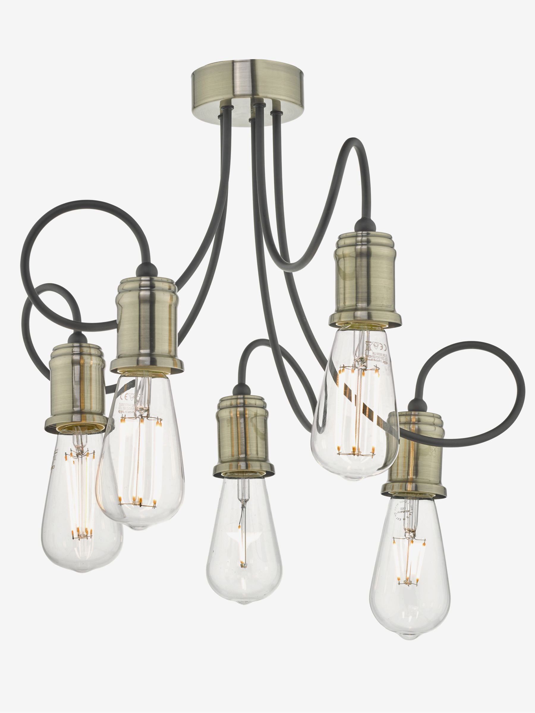 Dar Lighting Alzbet semi flush ceiling light antique brass 5-light - British product