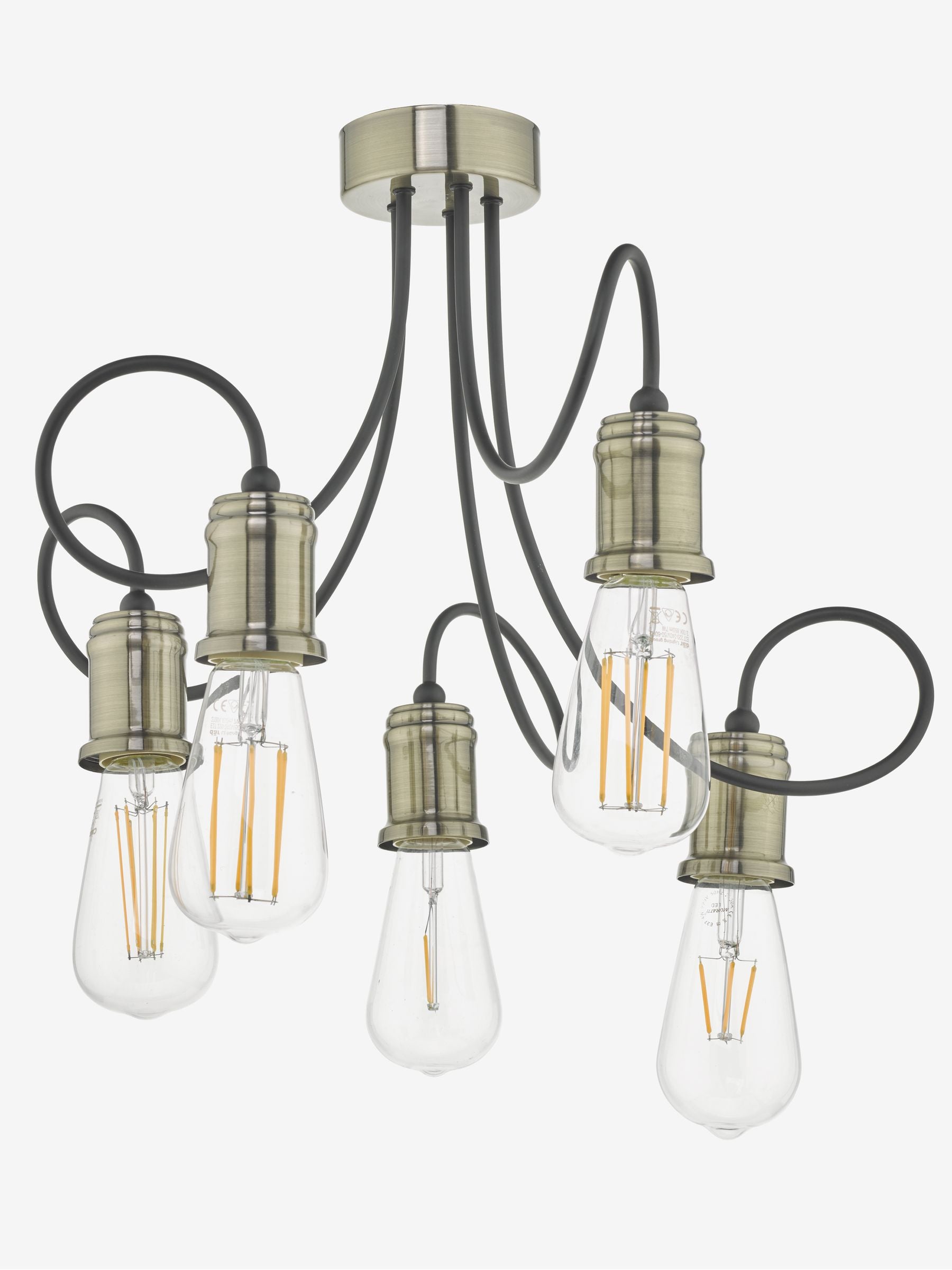 Dar Lighting Alzbet semi flush ceiling light antique brass 5-light - British product