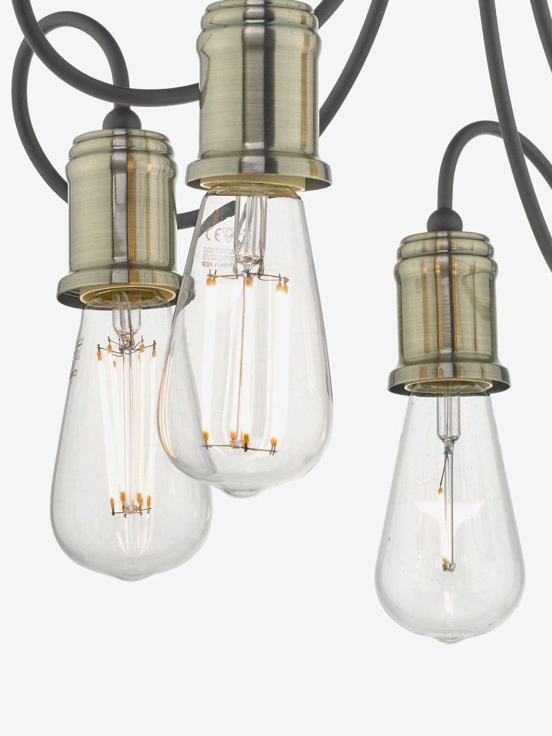 Dar Lighting Alzbet semi flush ceiling light antique brass 5-light - British product