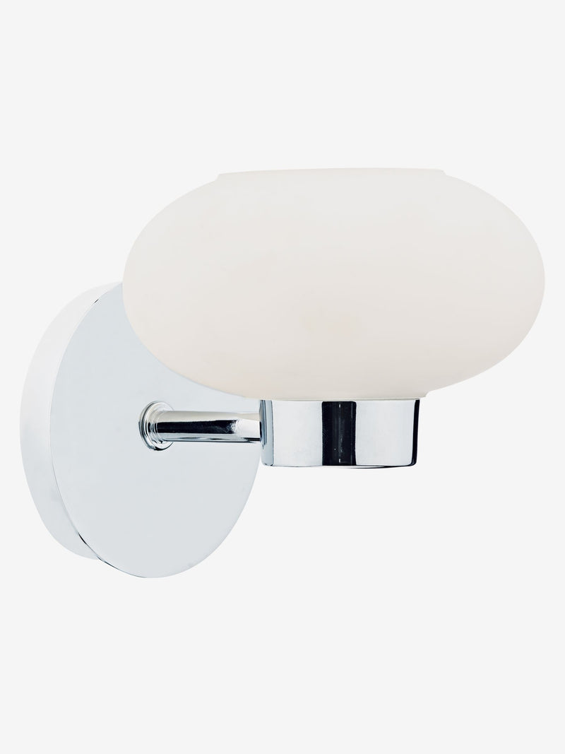 Dar Lighting wall light polished chrome opal glass, UK version