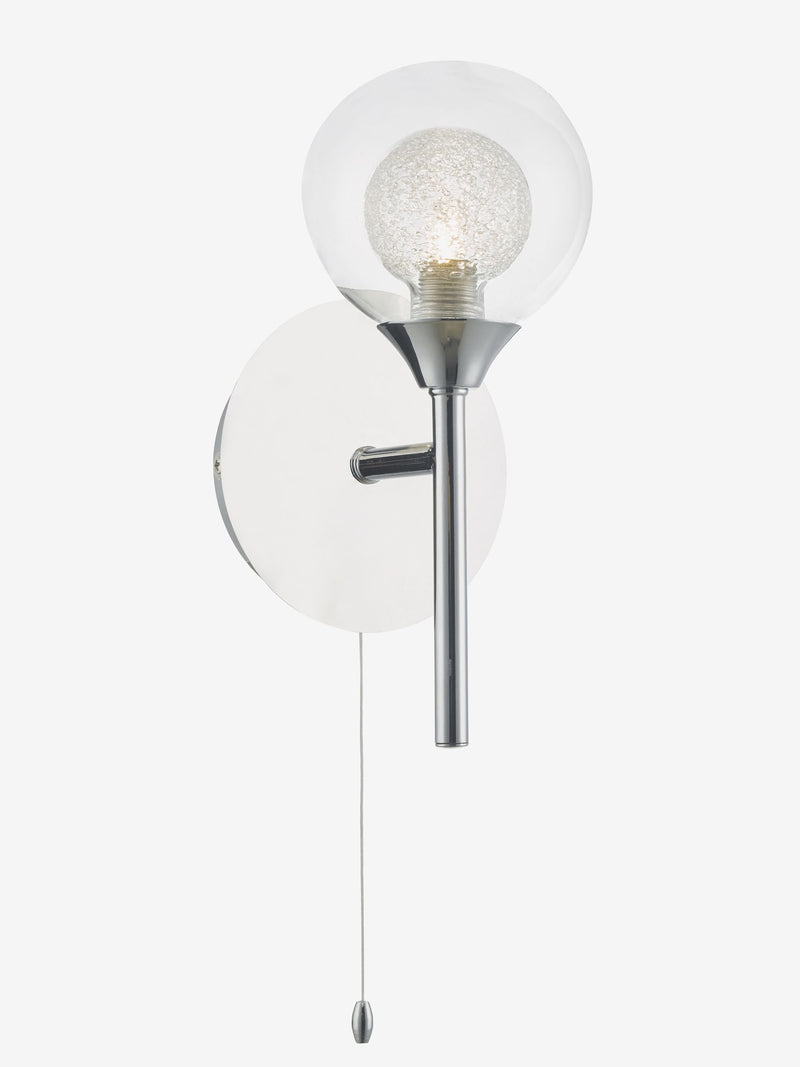 Dar Lighting Zeke wall light polished chrome glass orb 23cm - British product