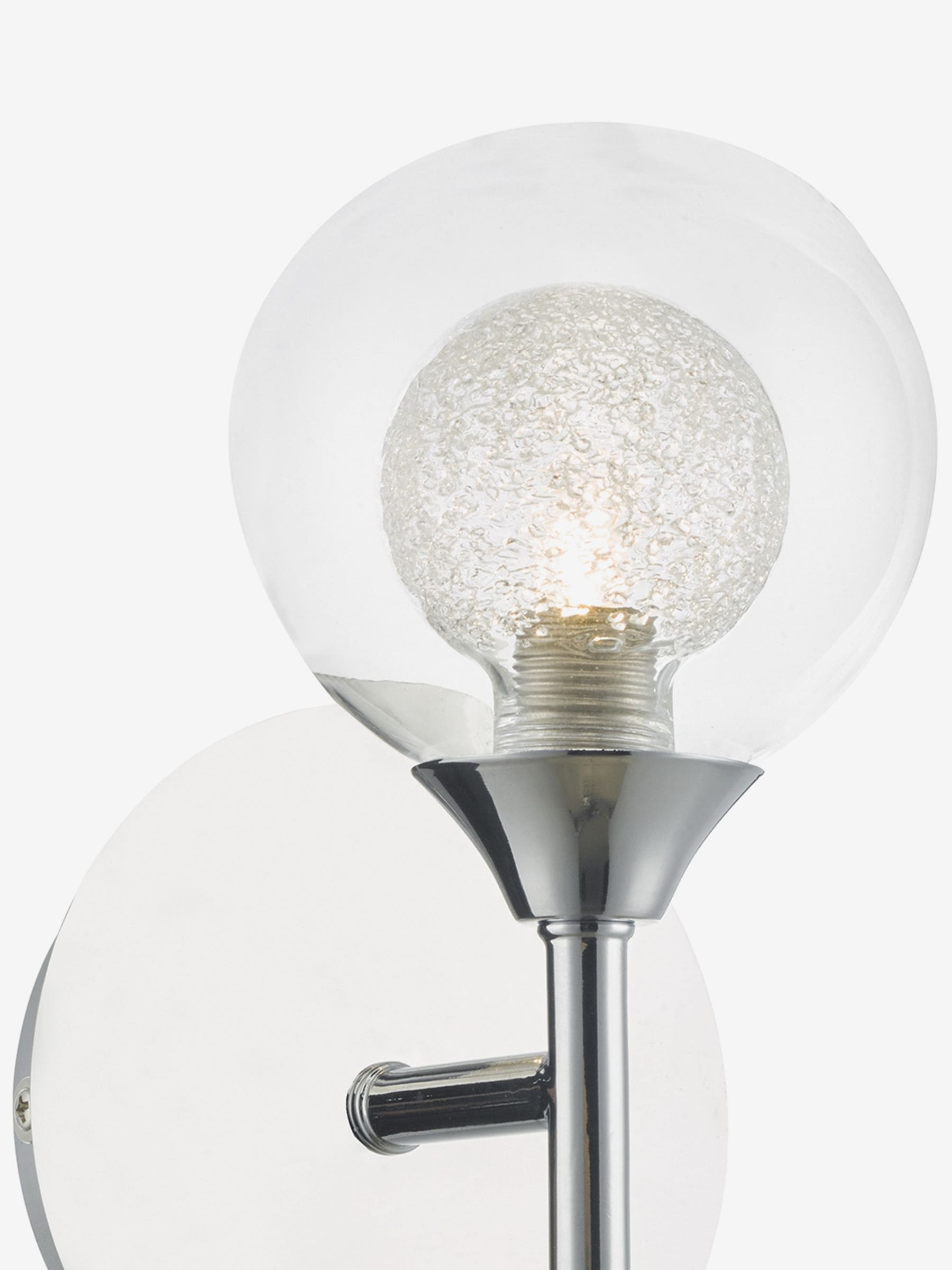 Dar Lighting Zeke wall light polished chrome glass orb 23cm - British product