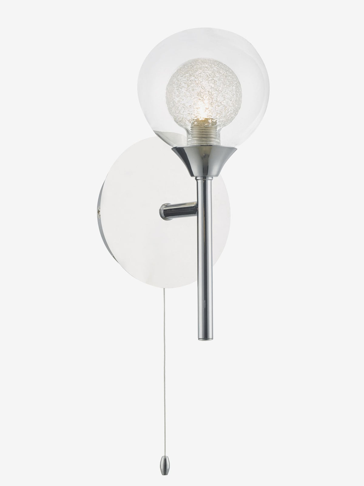 Dar Lighting Zeke wall light polished chrome glass orb 23cm - British product