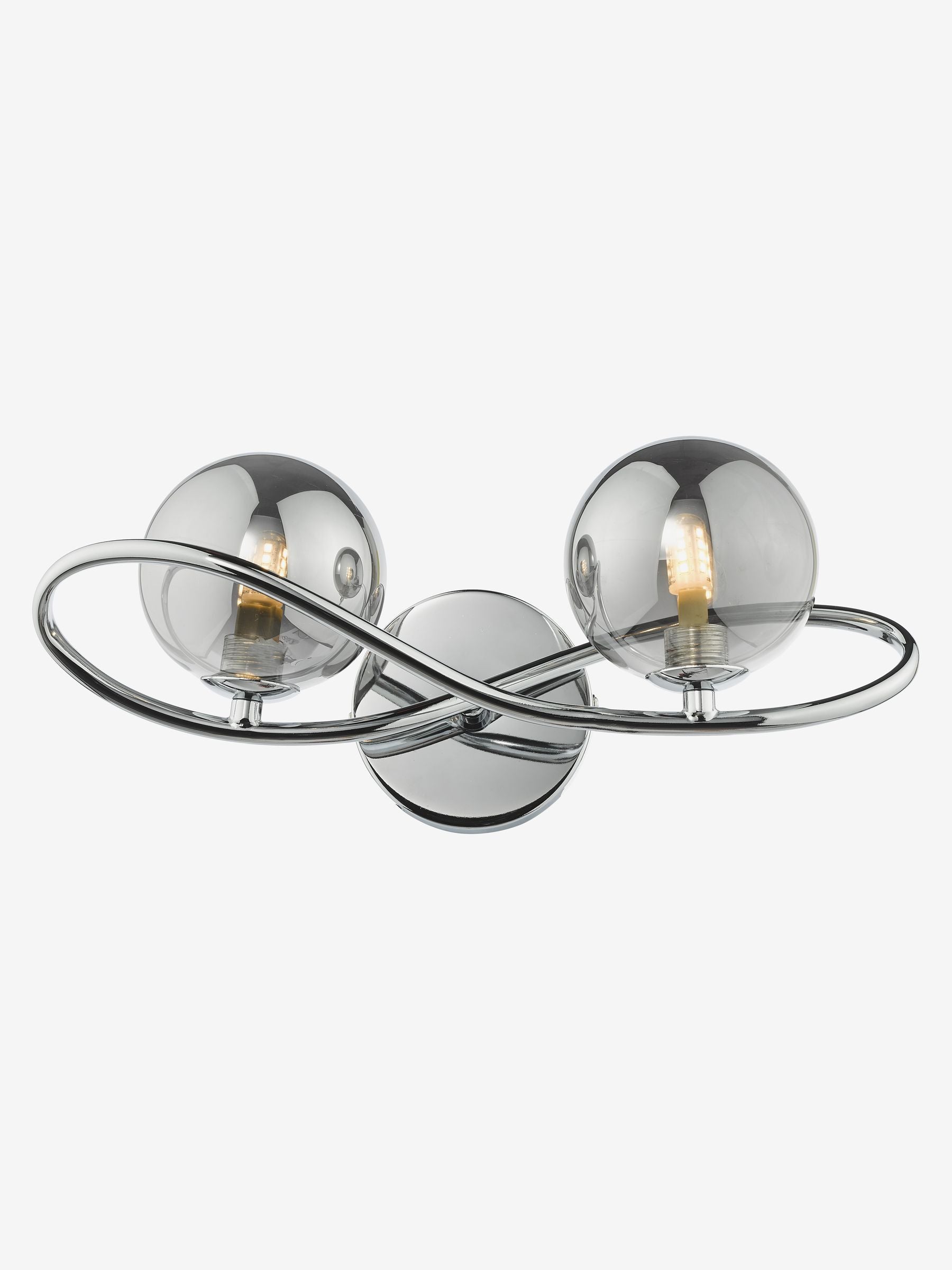 Dar Lighting Lysandra 2 light wall light smoked glass polished chrome, UK version