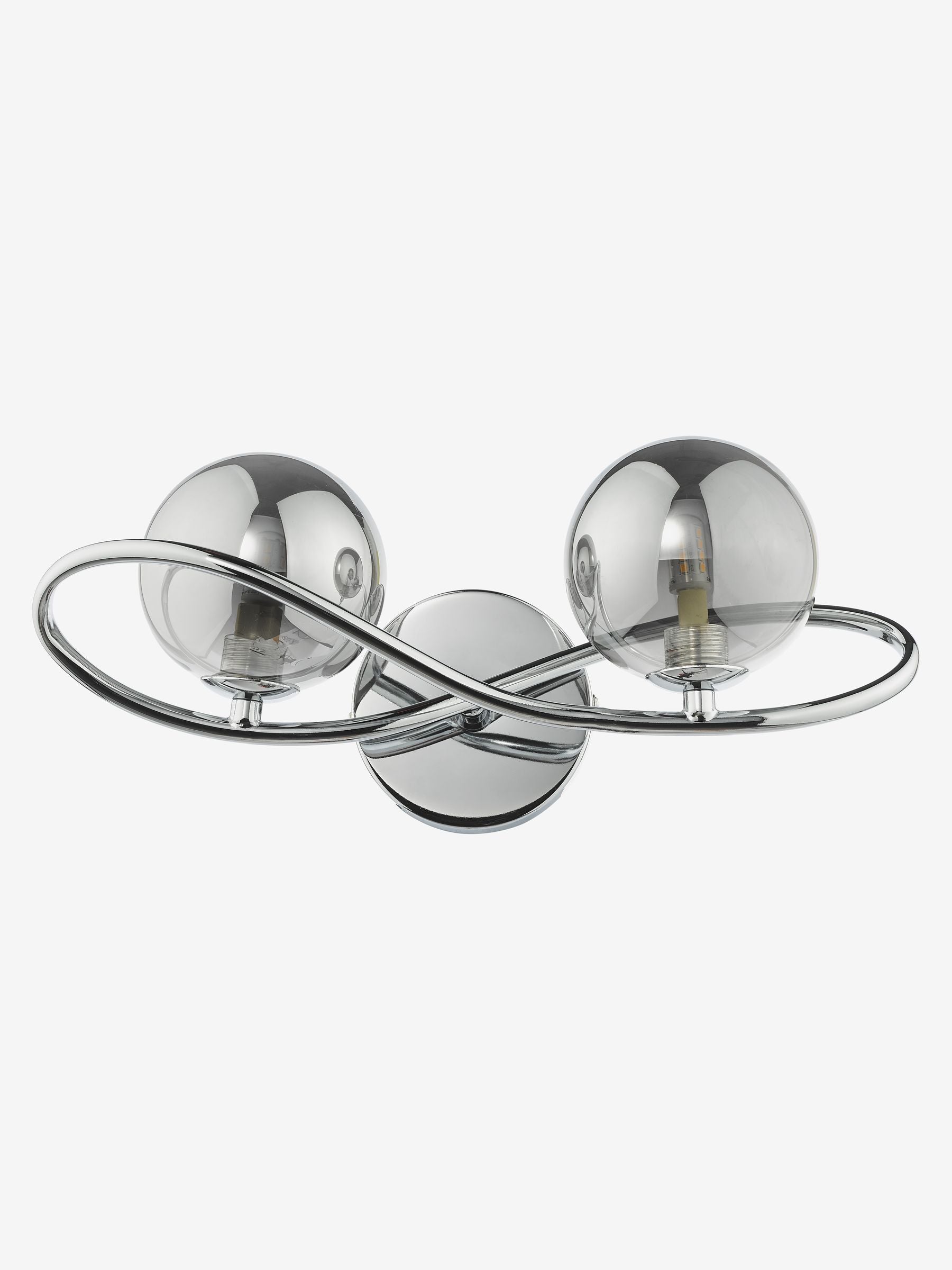 Dar Lighting Lysandra 2 light wall light smoked glass polished chrome, UK version