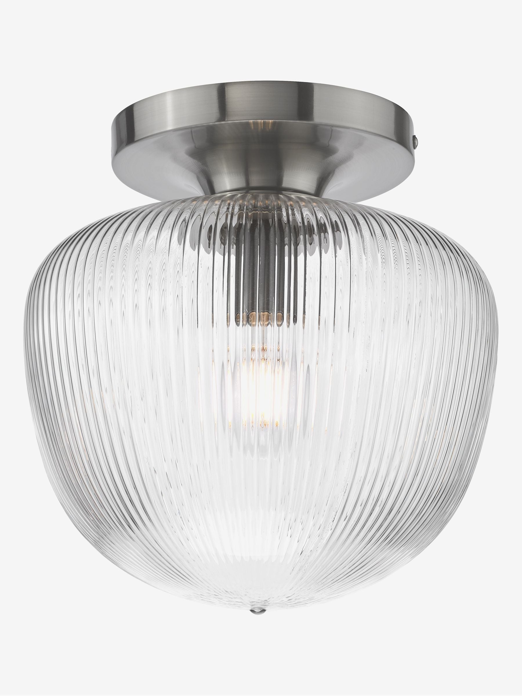 Dar Lighting Abrielle ribbed glass ceiling light H28cm - British product