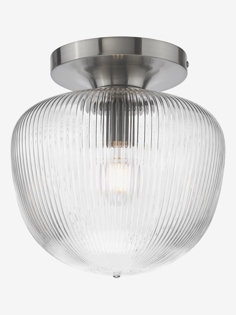 Dar Lighting Abrielle ribbed glass ceiling light H28cm - British product