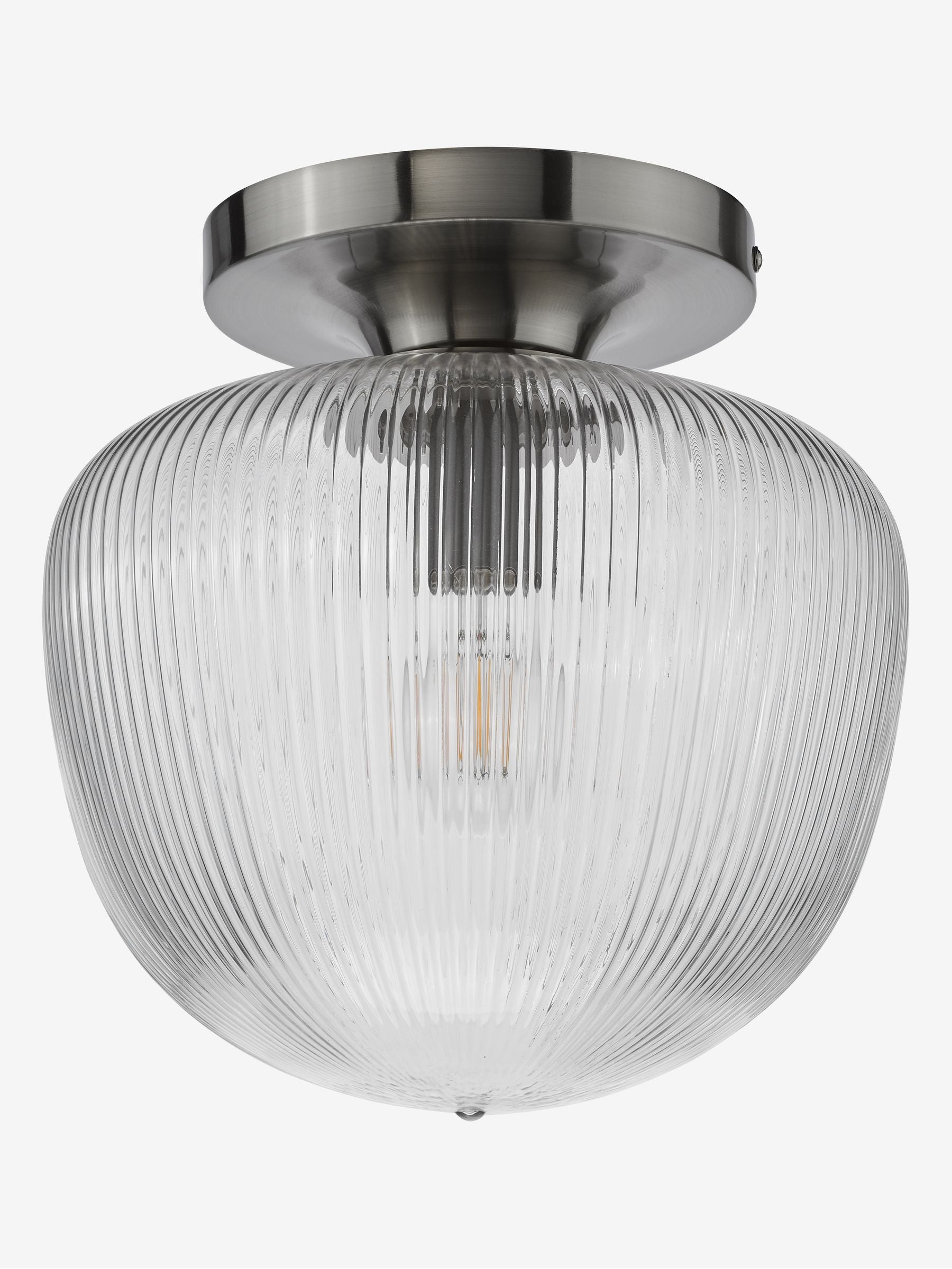 Dar Lighting Abrielle ribbed glass ceiling light H28cm - British product