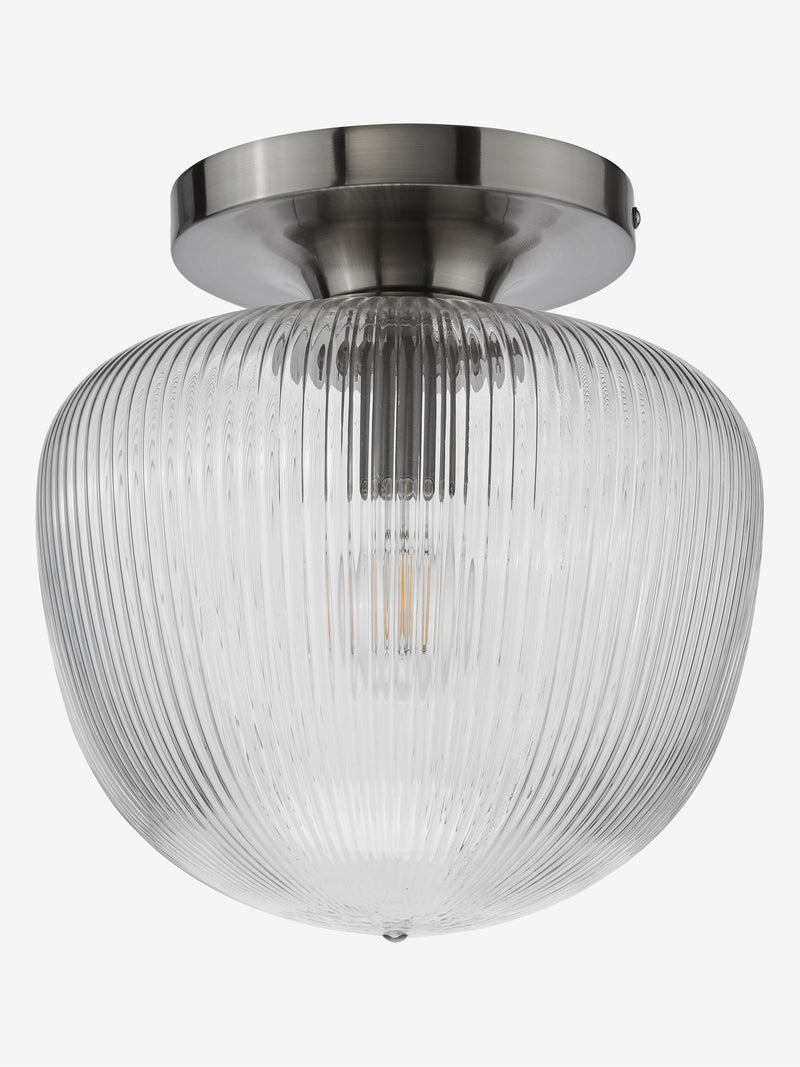 Dar Lighting Abrielle ribbed glass ceiling light H28cm - British product