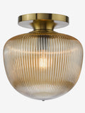 Dar Lighting Abrielle flush ceiling light brushed bronze amber glass UK version