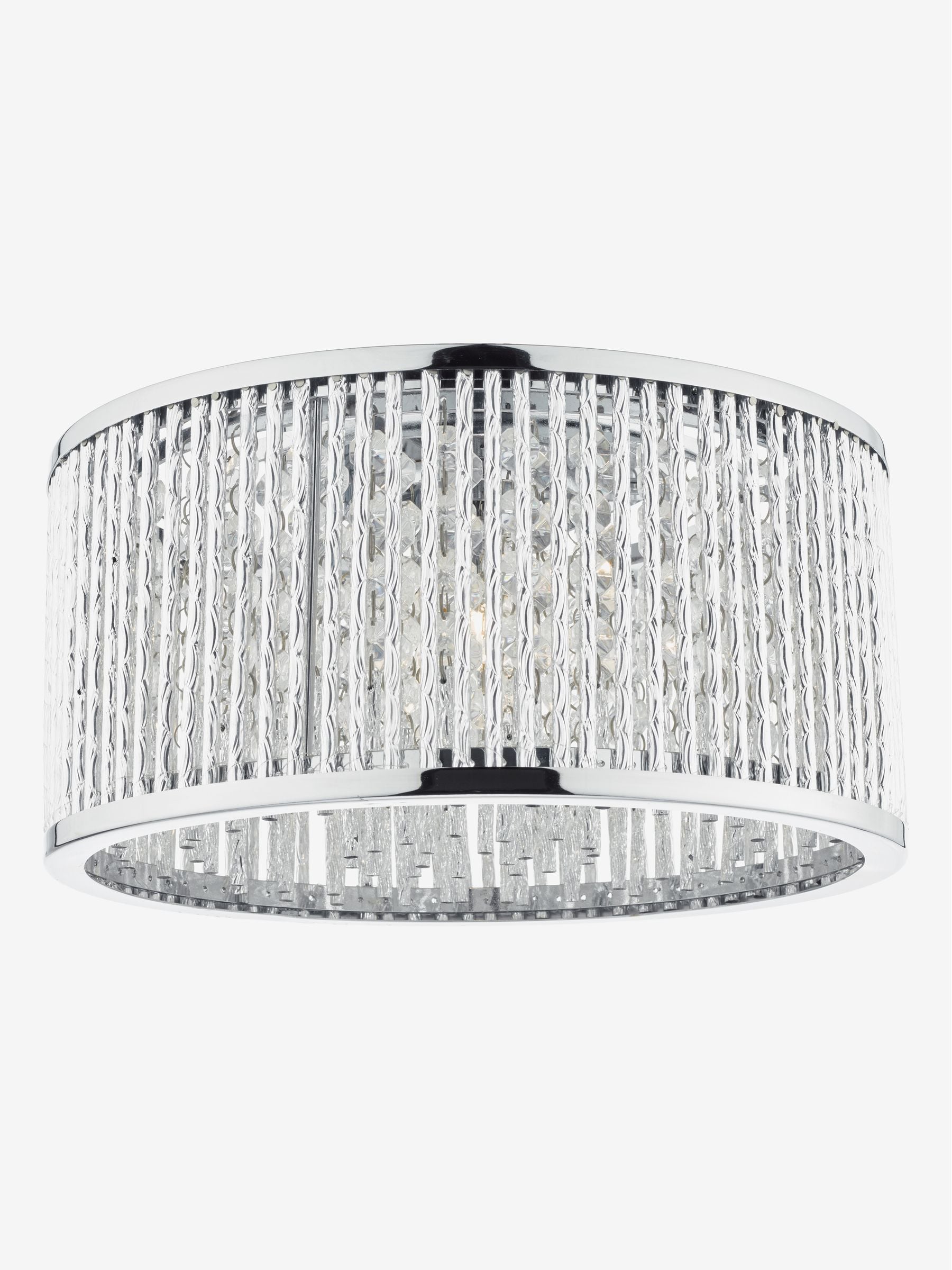 Dar Lighting Nantes polished chrome flush ceiling light with acrylic beads, UK version