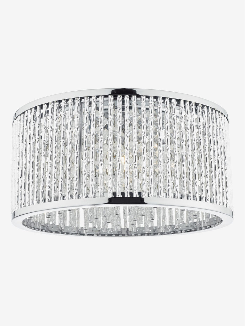 Dar Lighting Nantes polished chrome flush ceiling light with acrylic beads, UK version