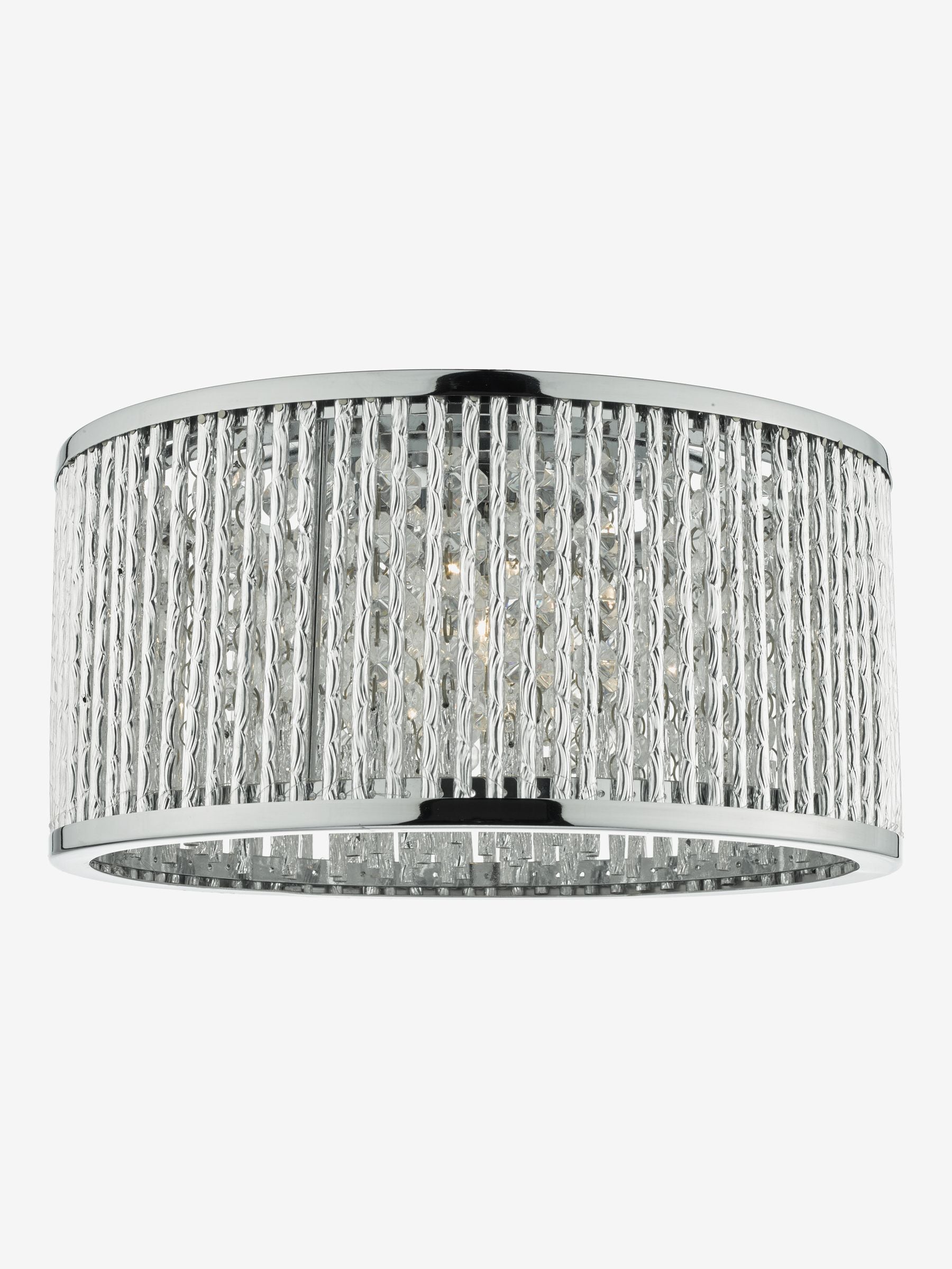 Dar Lighting Nantes polished chrome flush ceiling light with acrylic beads, UK version