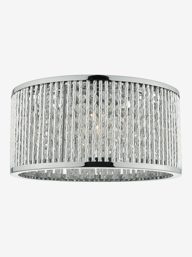 Dar Lighting Nantes polished chrome flush ceiling light with acrylic beads, UK version