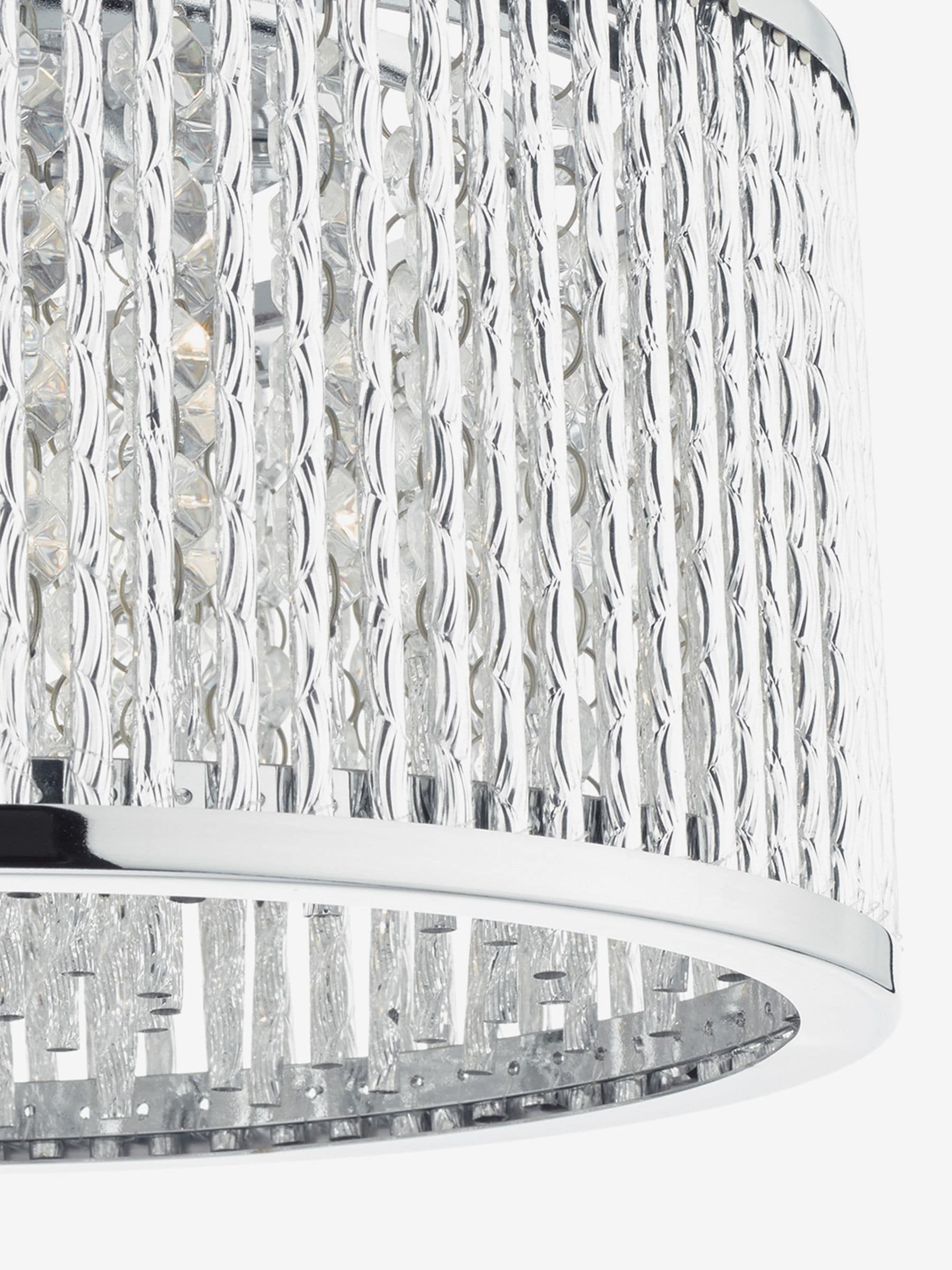 Dar Lighting Nantes polished chrome flush ceiling light with acrylic beads, UK version